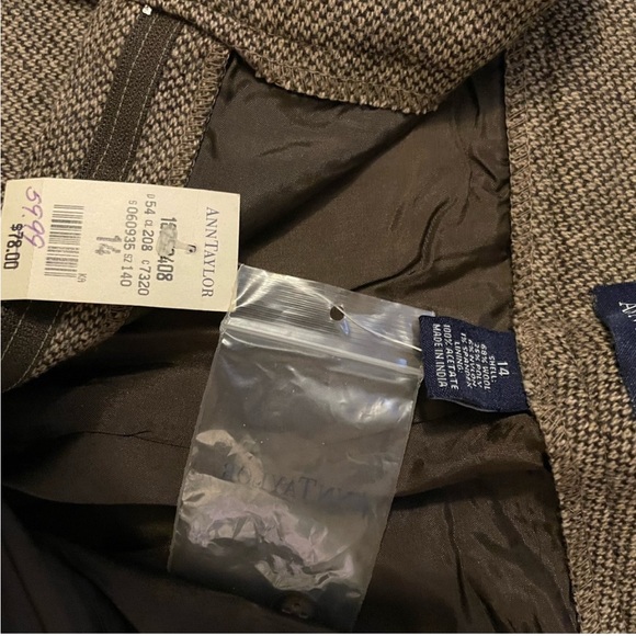 Ann Taylor Vintage Brown 🟤 Tweed Trouser. Wool Blend, Fully Lined 14 - Picture 3 of 3